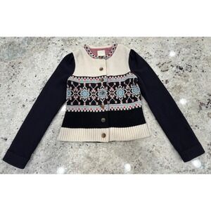 Elevenses Fair Isle‎ Knit & Black Peplum Jacket – Size 6